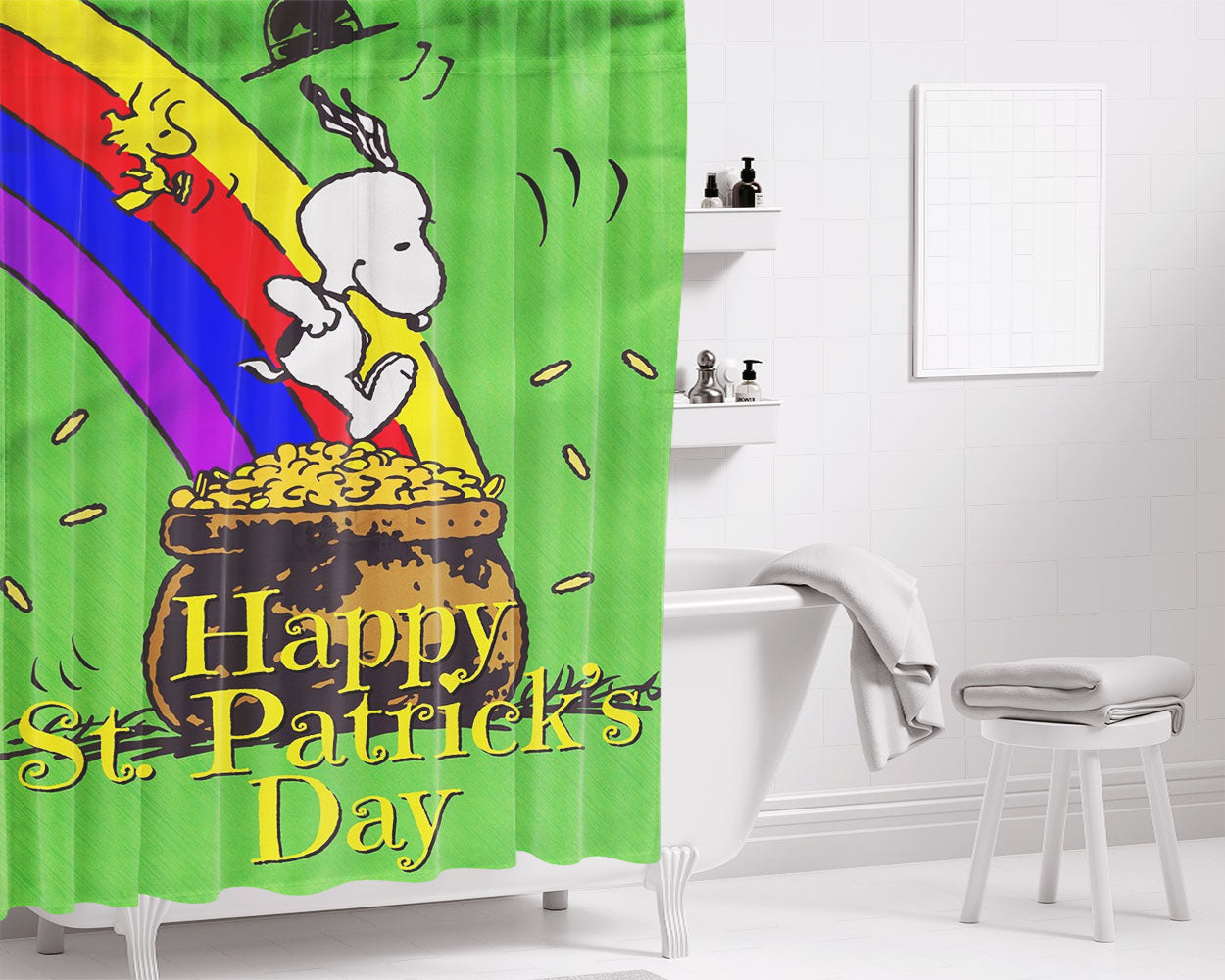 Snoopy And Woodstock Halloween Bathroom Shower Curtain Fabric Waterproof | 66 X 72 Inch