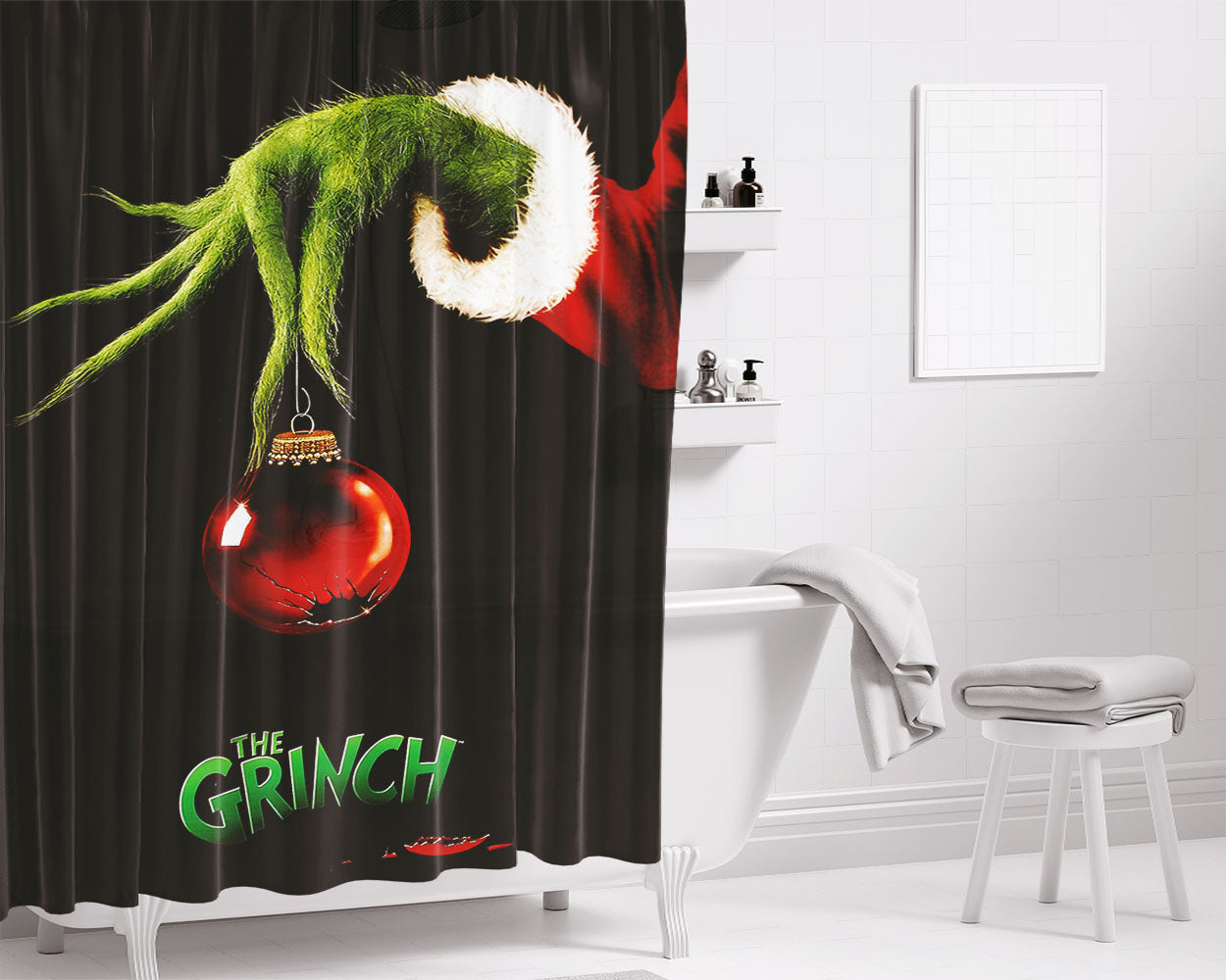 The Grinch Poster Bathroom Shower Curtain Fabric Waterproof | 66 X 72 Inch