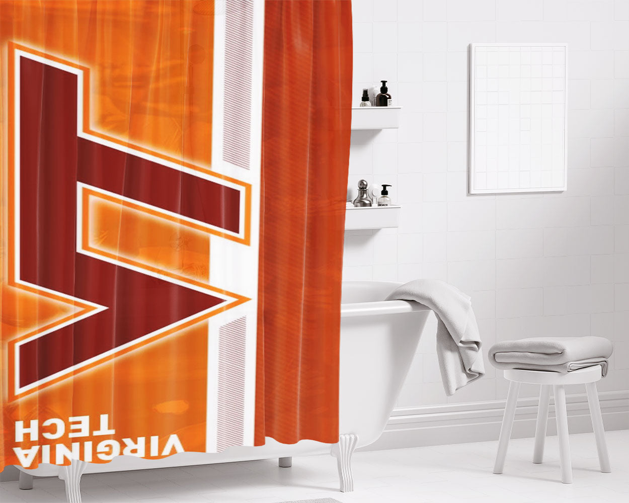 Virginia Commonwealth University 1838 Logo Dark Wood Bathroom Shower Curtain Fabric Waterproof | 66 X 72 Inch