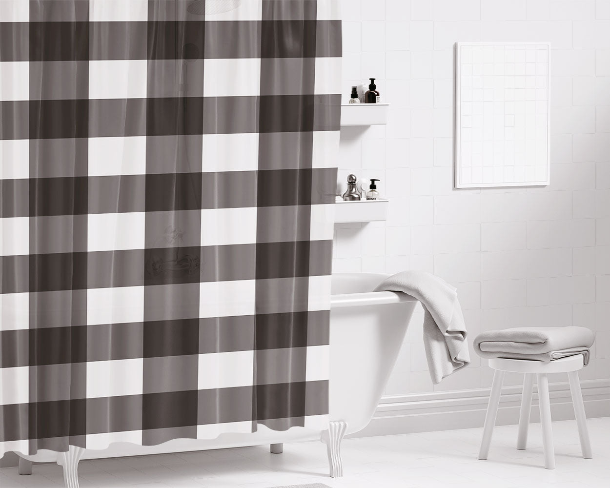 Check Me Out Checkerboard Bathroom Shower Curtain Fabric Waterproof | 66 X 72 Inch