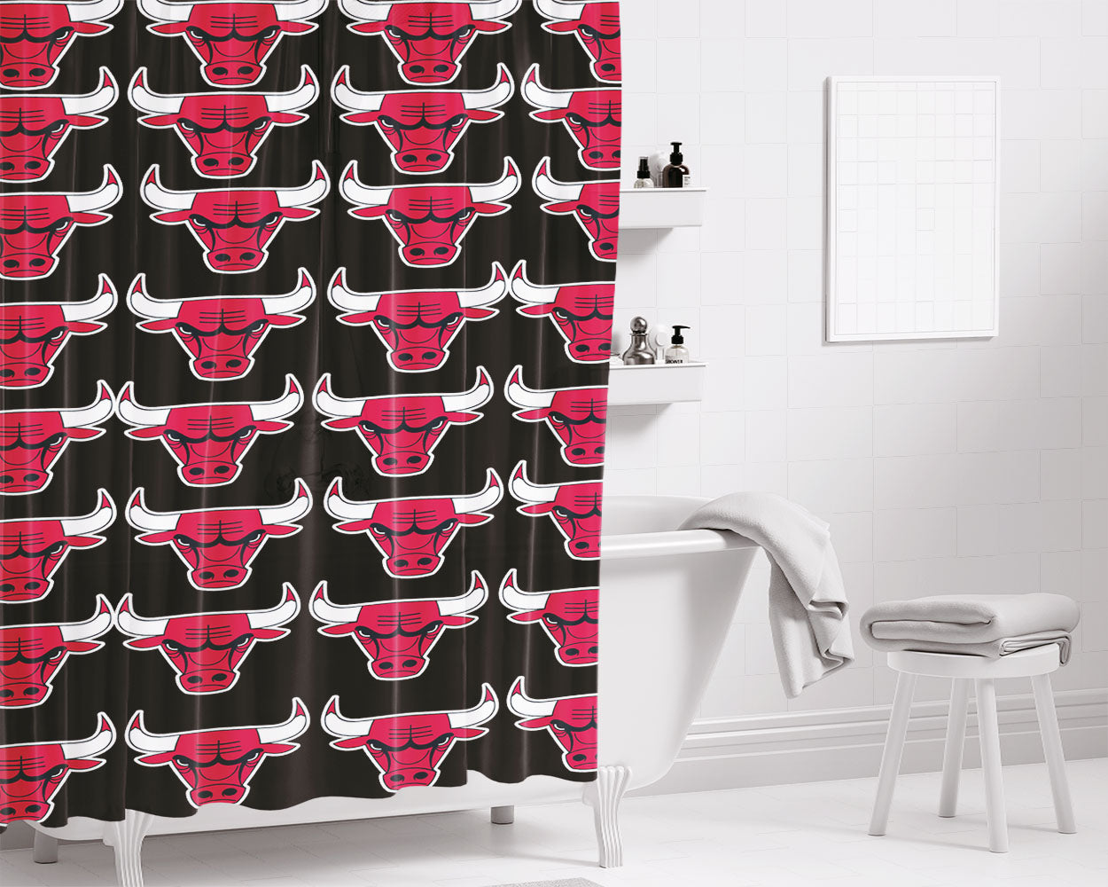 Chicago Bulls Basket Ball Bathroom Shower Curtain Fabric Waterproof | 66 X 72 Inch