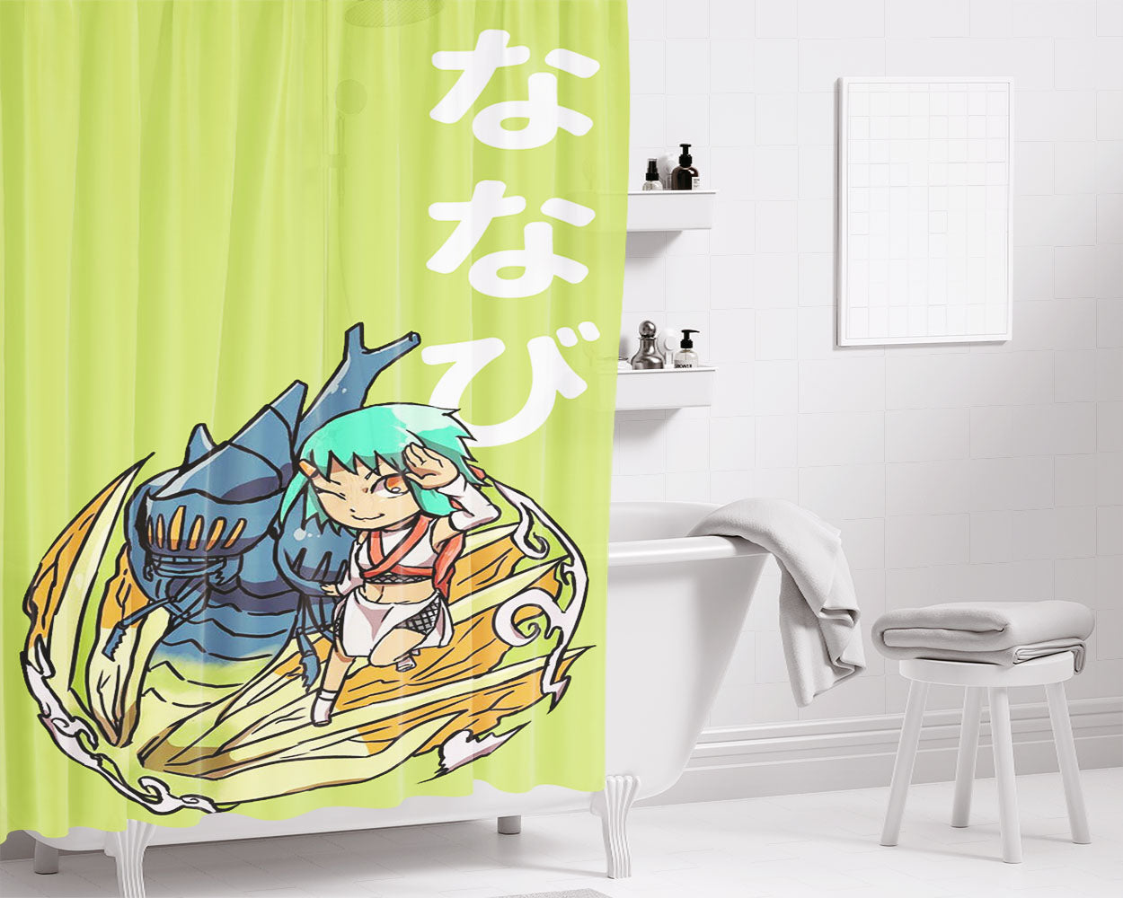 Chomei Nanabi Fu Bathroom Shower Curtain Fabric Waterproof | 66 X 72 Inch