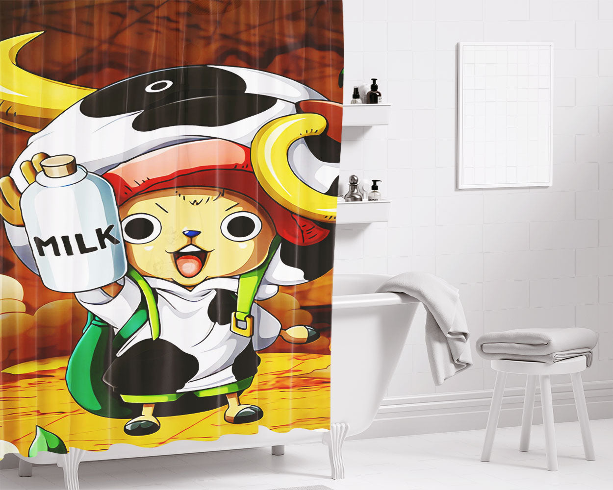 Chopper Milk Bathroom Shower Curtain Fabric Waterproof | 66 X 72 Inch