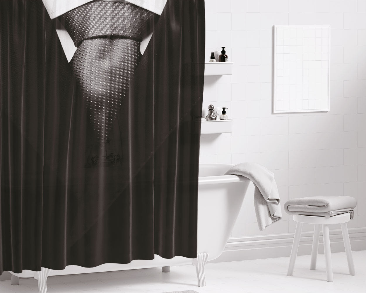 Classy Tie Bathroom Shower Curtain Fabric Waterproof | 66 X 72 Inch