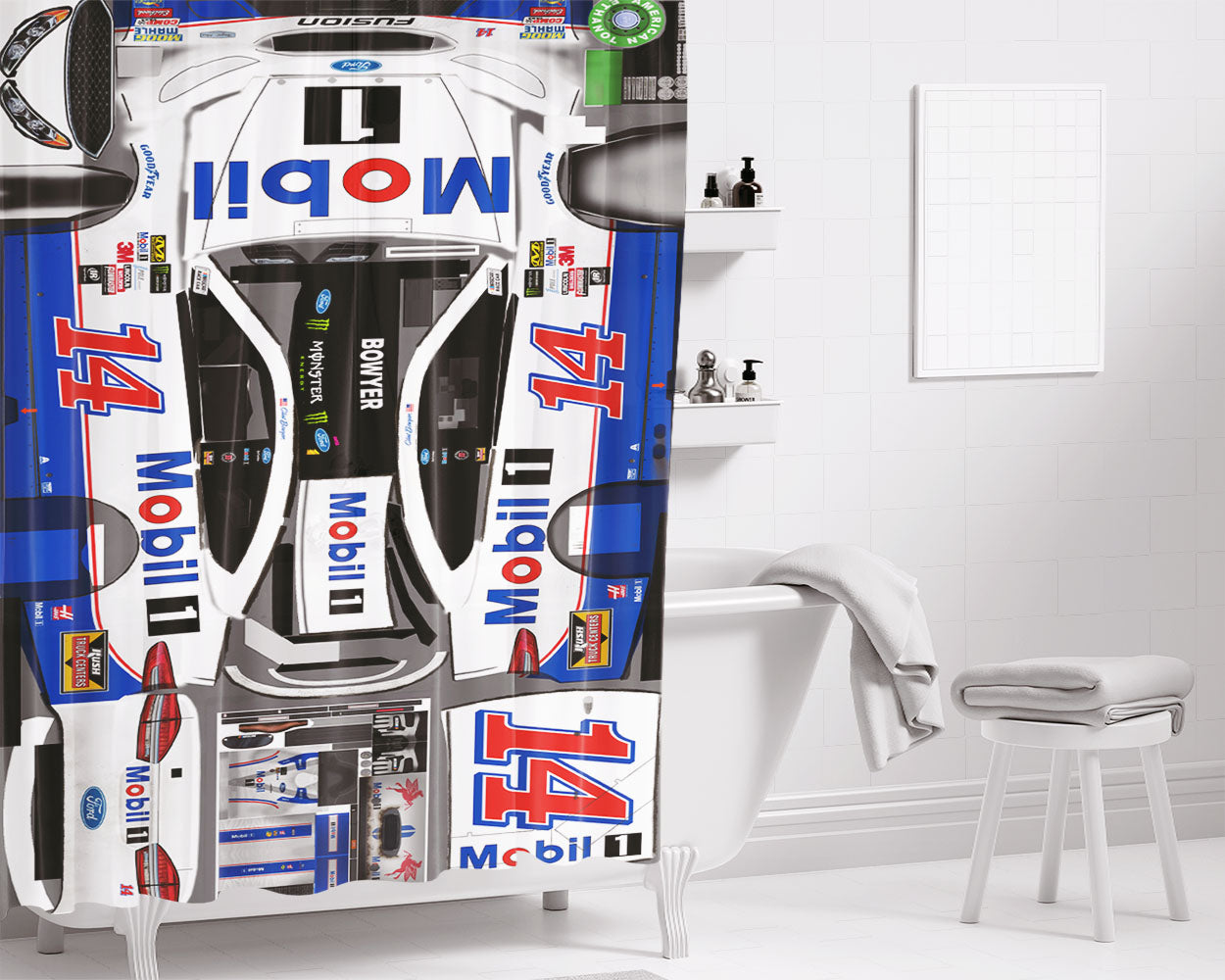 Clint Bowyer'S Car Stikers Bathroom Shower Curtain Fabric Waterproof | 66 X 72 Inch