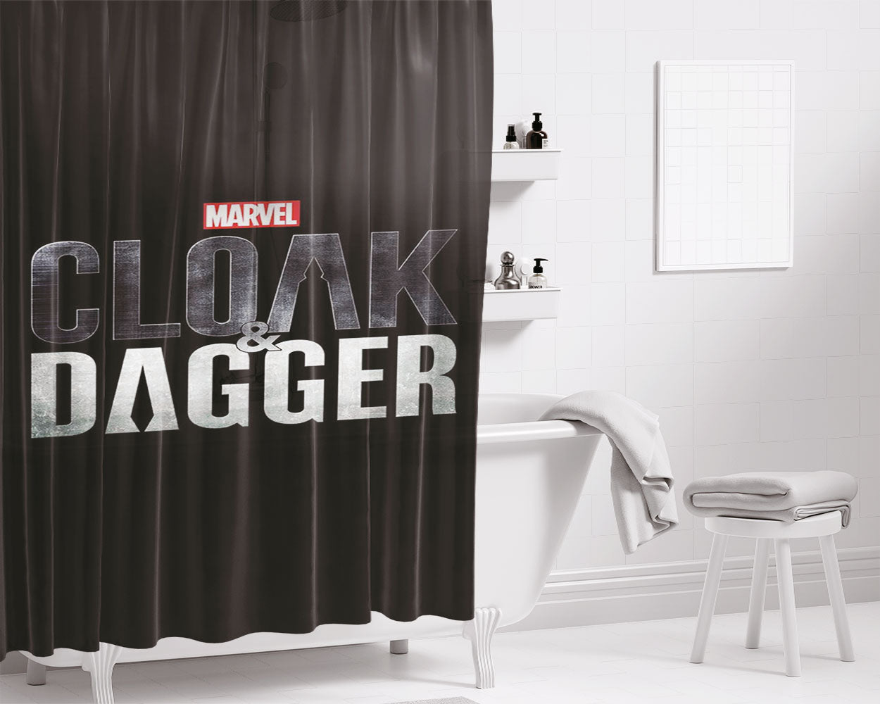 Cloack And Dagger Title Bathroom Shower Curtain Fabric Waterproof | 66 X 72 Inch