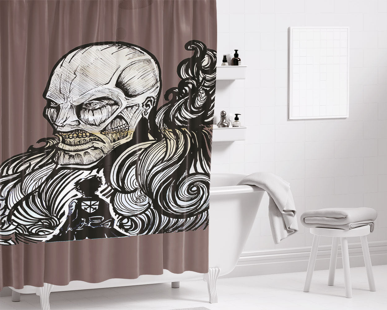Colossal Titan Appearance Bathroom Shower Curtain Fabric Waterproof | 66 X 72 Inch