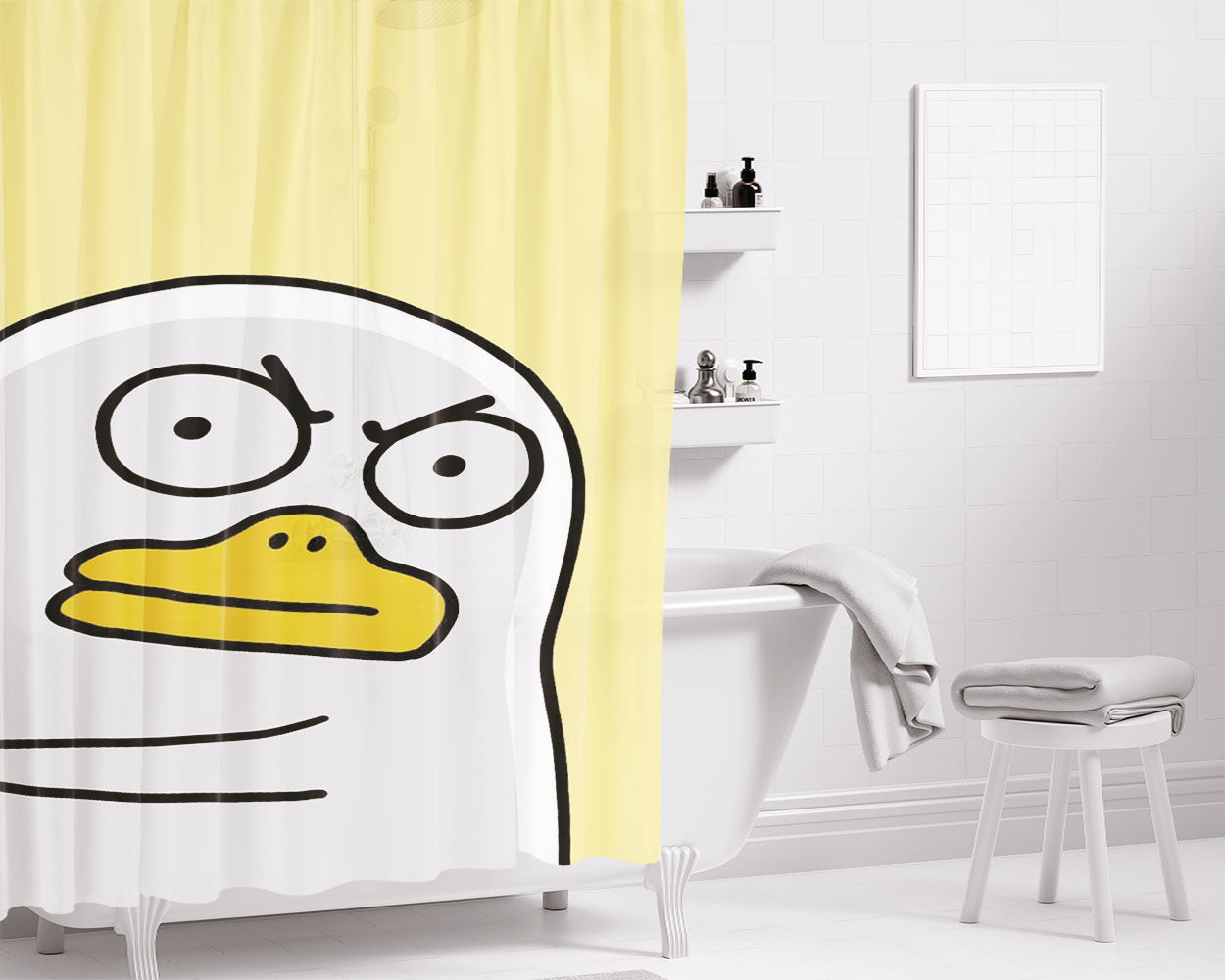 Con V?t Cute Bathroom Shower Curtain Fabric Waterproof | 66 X 72 Inch