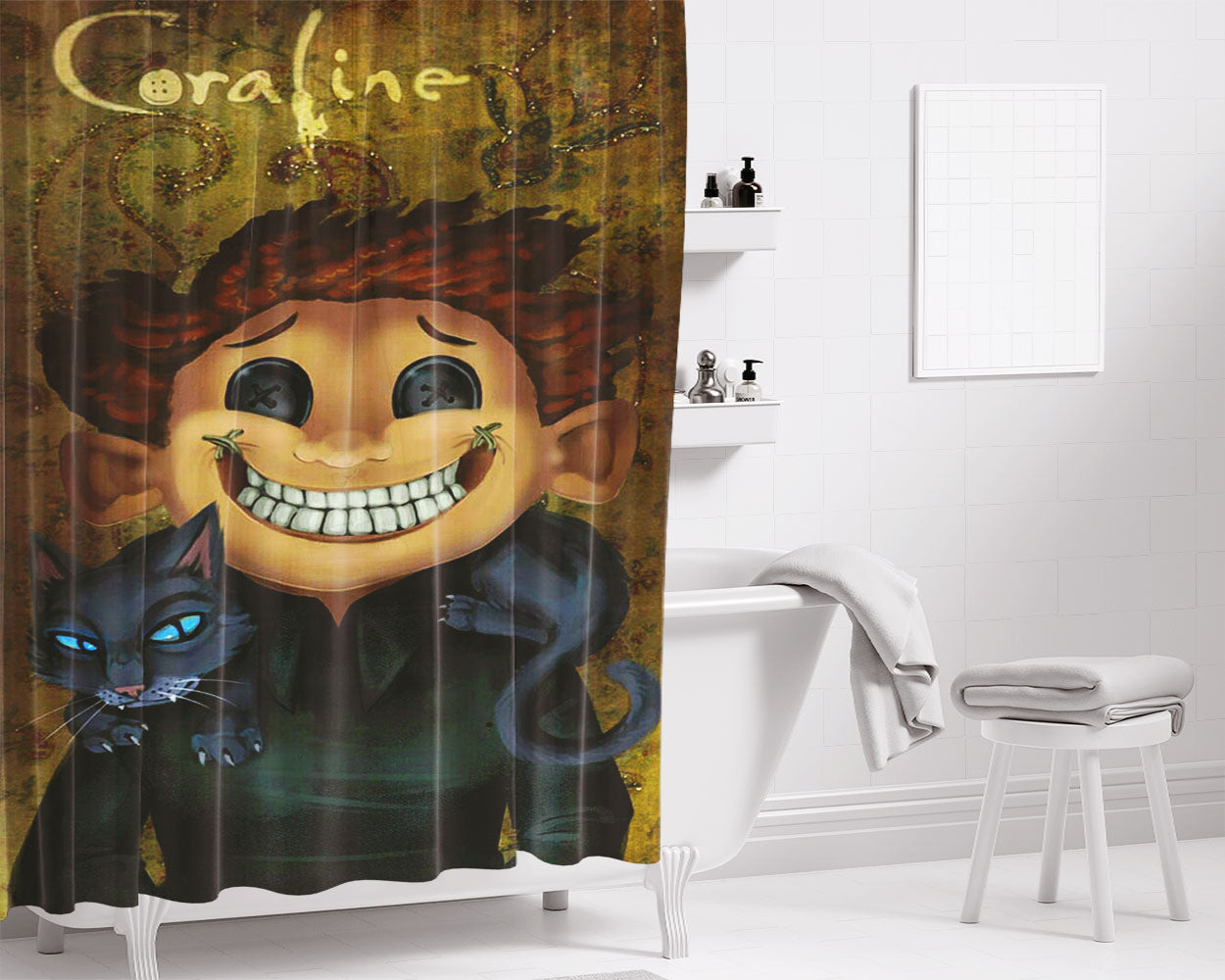 Coraline And The Secret Door 2 Bathroom Shower Curtain Fabric Waterproof | 66 X 72 Inch
