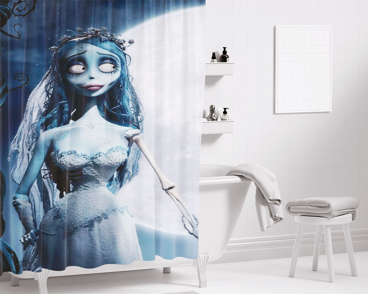 Corpse Bride Emily Bathroom Shower Curtain Fabric Waterproof | 66 X 72 Inch