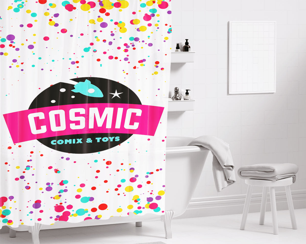 Cosmix And Toys Bubble Bathroom Shower Curtain Fabric Waterproof | 66 X 72 Inch