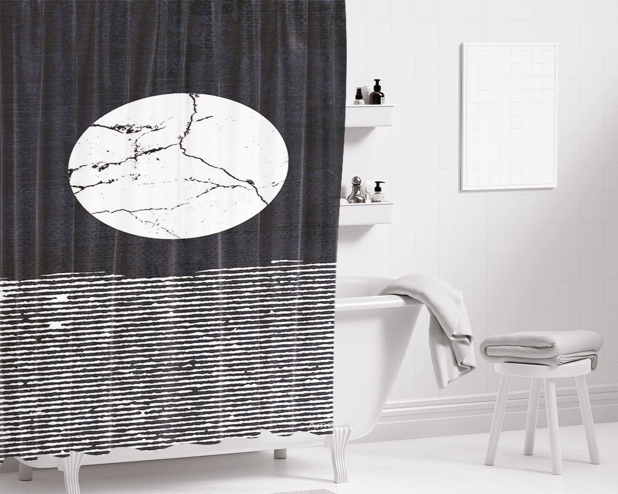 Crack In The Moon Bathroom Shower Curtain Fabric Waterproof | 66 X 72 Inch