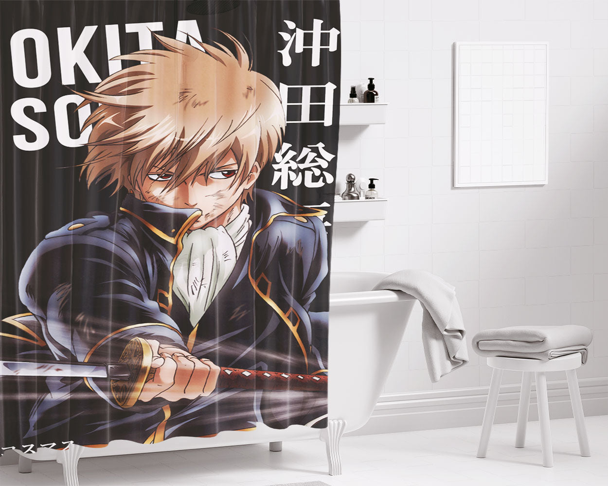 Okabe Rintarou Bathroom Shower Curtain Fabric Waterproof | 66 X 72 Inch