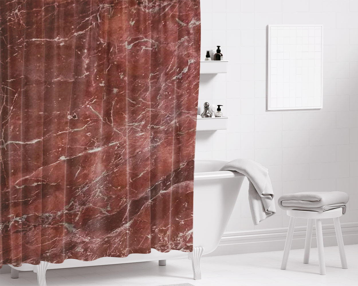 Olivia Bathroom Shower Curtain Fabric Waterproof | 66 X 72 Inch