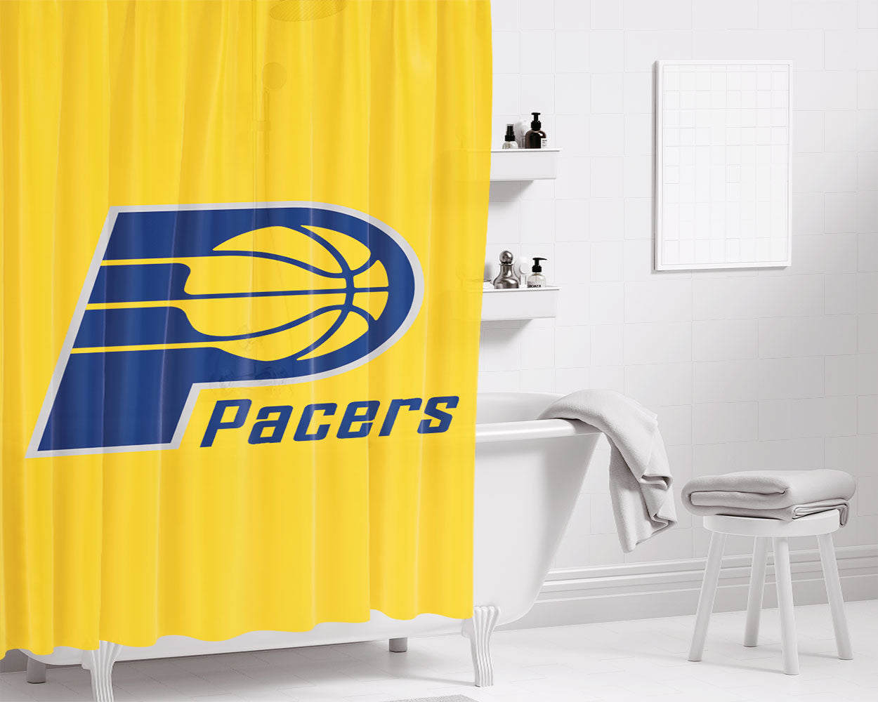 Pacers Bathroom Shower Curtain Fabric Waterproof | 66 X 72 Inch