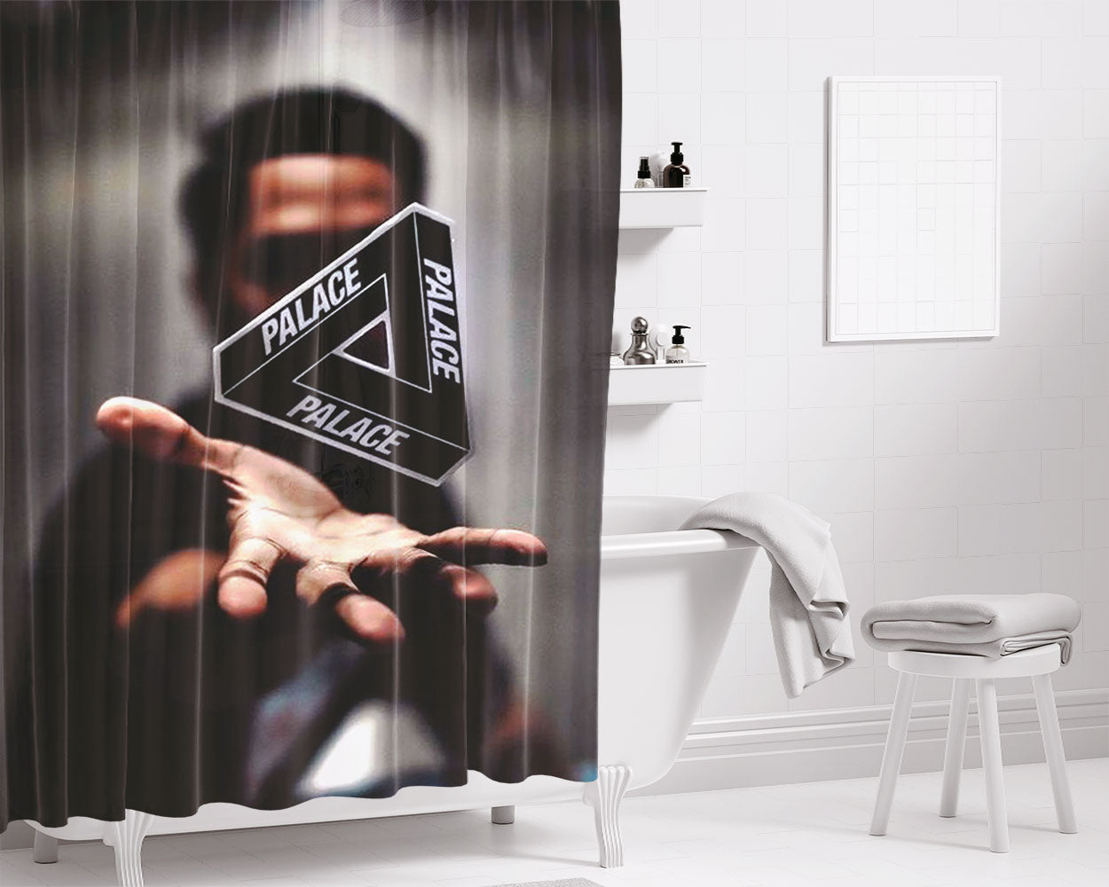 Palace 3M Tshirt White Bathroom Shower Curtain Fabric Waterproof | 66 X 72 Inch