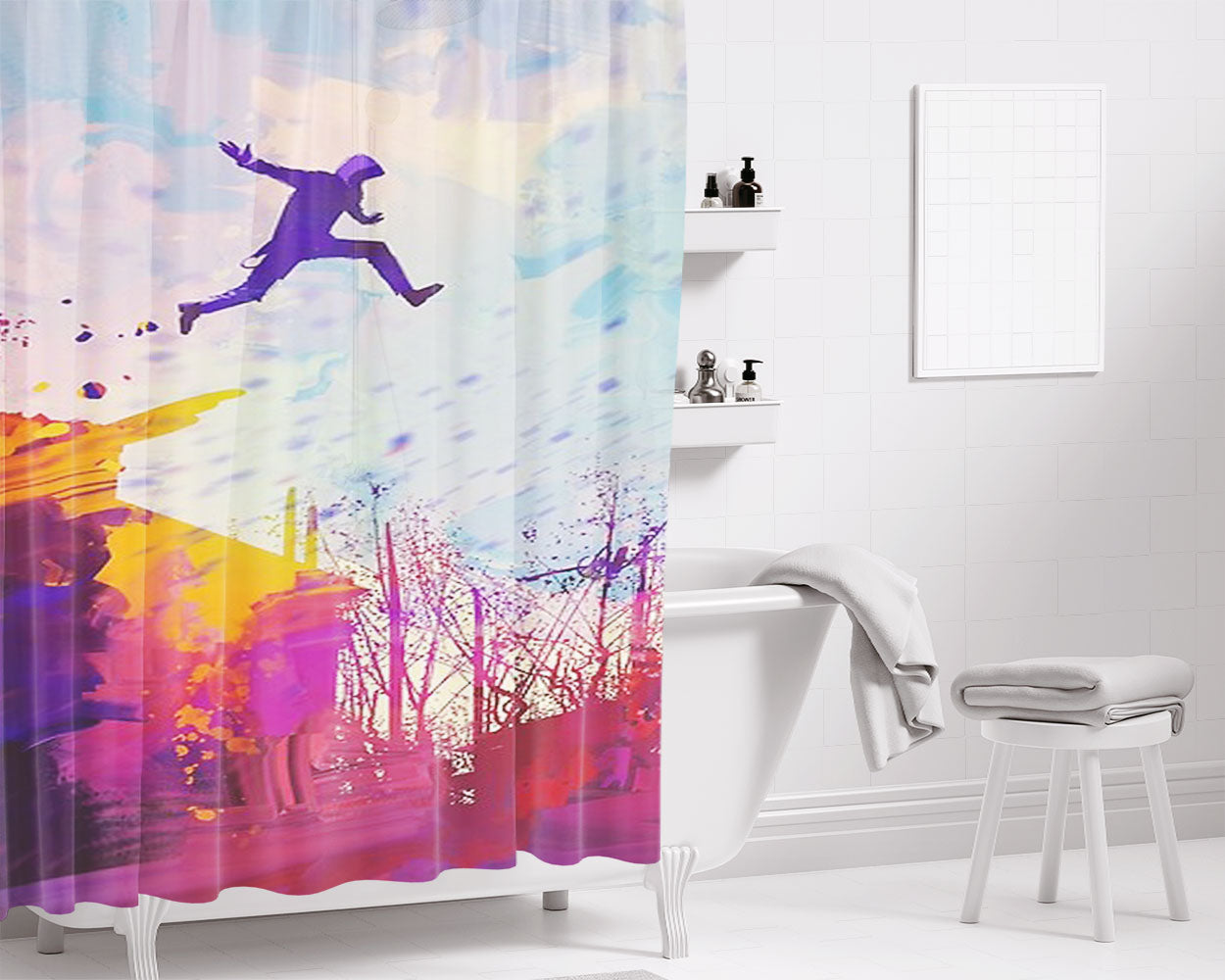 Parkour Urban Obstacle Course Bathroom Shower Curtain Fabric Waterproof | 66 X 72 Inch