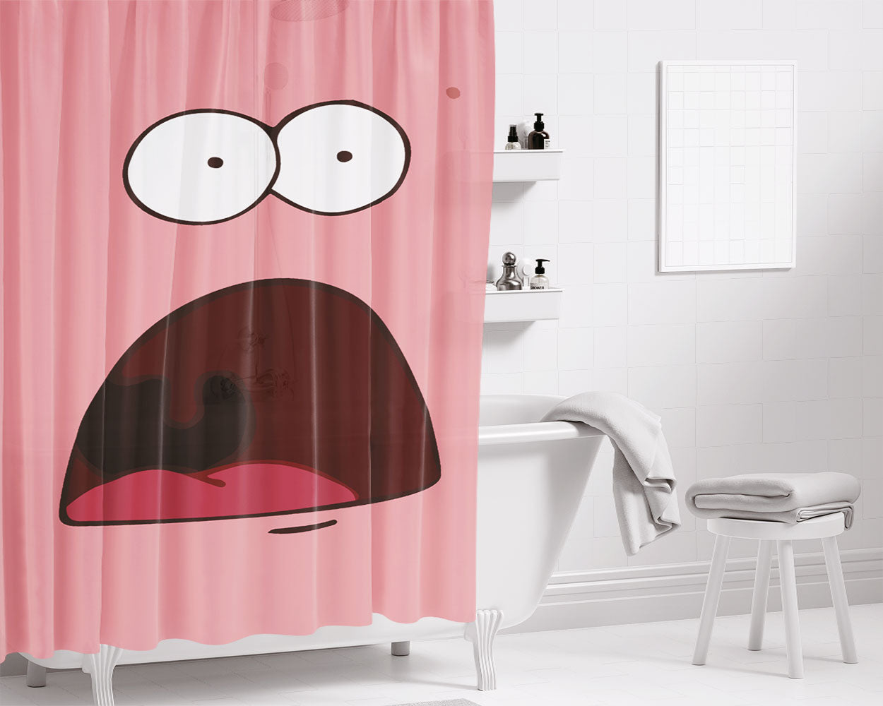 Patrick Shocked Face Bathroom Shower Curtain Fabric Waterproof | 66 X 72 Inch