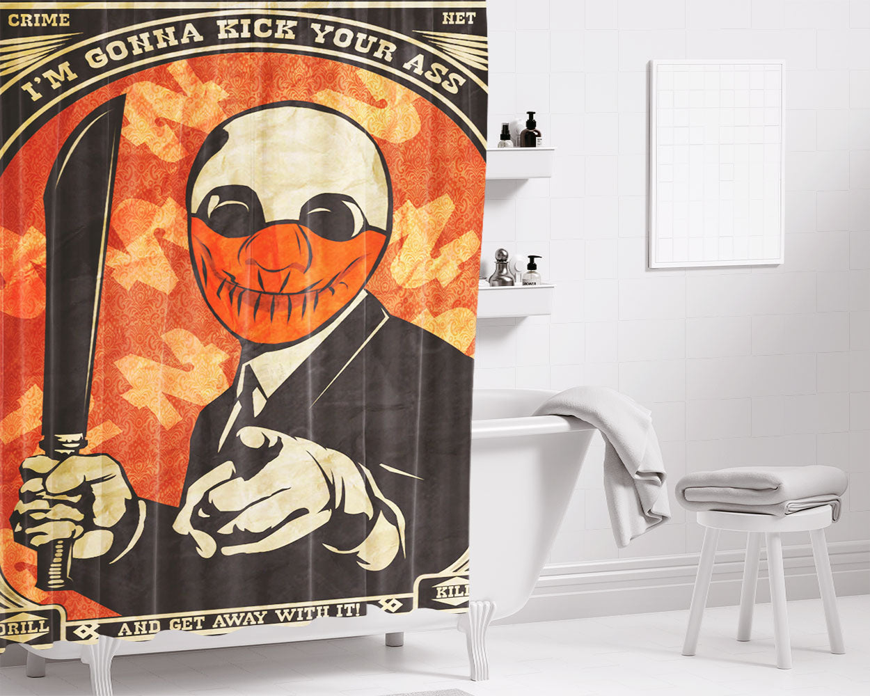 Pay Day Kick You Bathroom Shower Curtain Fabric Waterproof | 66 X 72 Inch