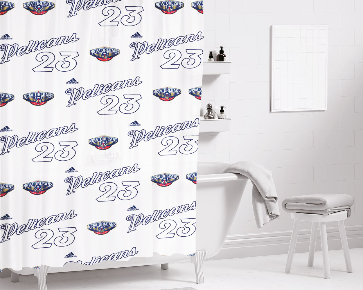Pelicans Anthony Davis Number 23 Pattern Bathroom Shower Curtain Fabric Waterproof | 66 X 72 Inch
