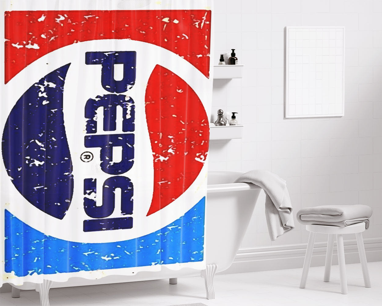 Pepsi 1987 Bathroom Shower Curtain Fabric Waterproof | 66 X 72 Inch