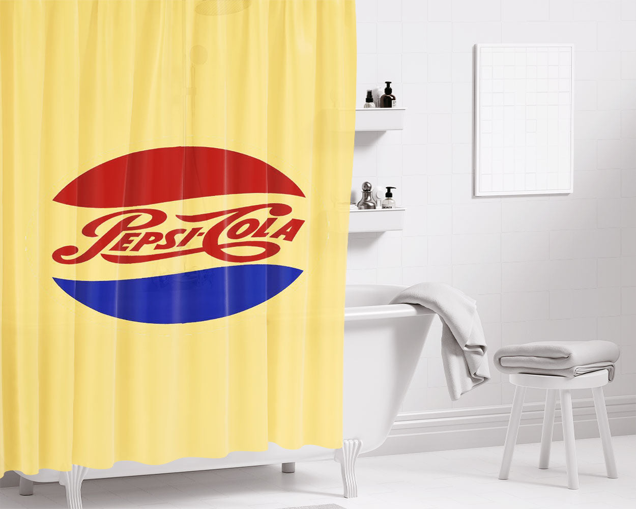 Pepsi Cola-Cola Bathroom Shower Curtain Fabric Waterproof | 66 X 72 Inch