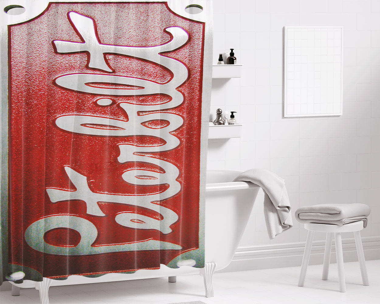 Peterbilt Truck License Plate Bathroom Shower Curtain Fabric Waterproof | 66 X 72 Inch