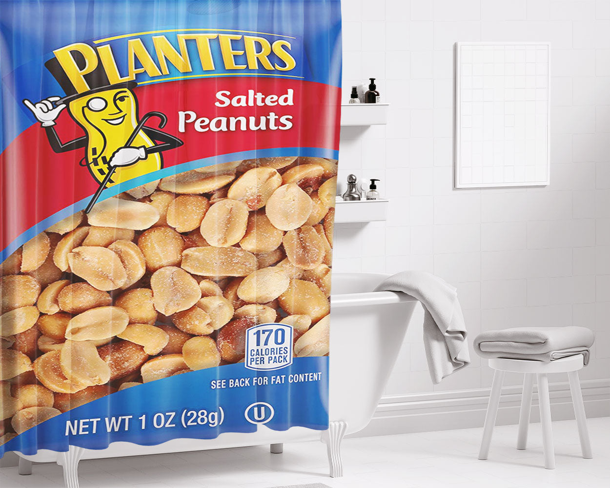 Planters Salted Mr Peanuts Bathroom Shower Curtain Fabric Waterproof | 66 X 72 Inch