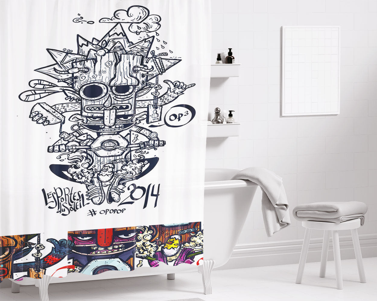 Pop Bikers Bathroom Shower Curtain Fabric Waterproof | 66 X 72 Inch