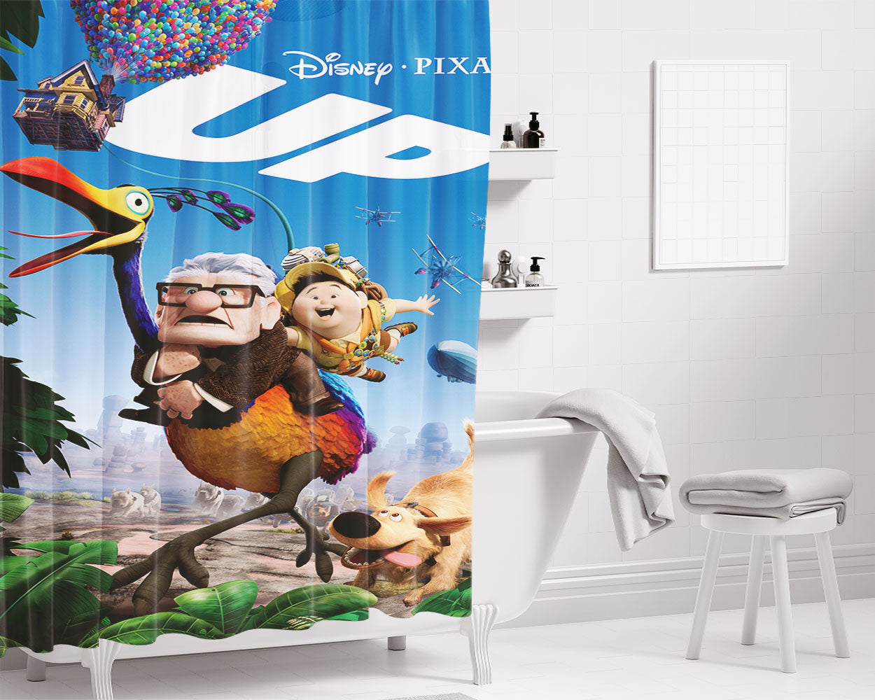 Poster Up Run Bathroom Shower Curtain Fabric Waterproof | 66 X 72 Inch