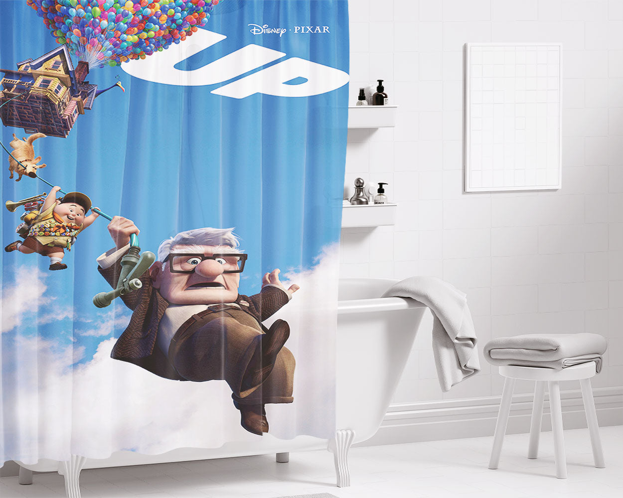 Poster Up Bathroom Shower Curtain Fabric Waterproof | 66 X 72 Inch