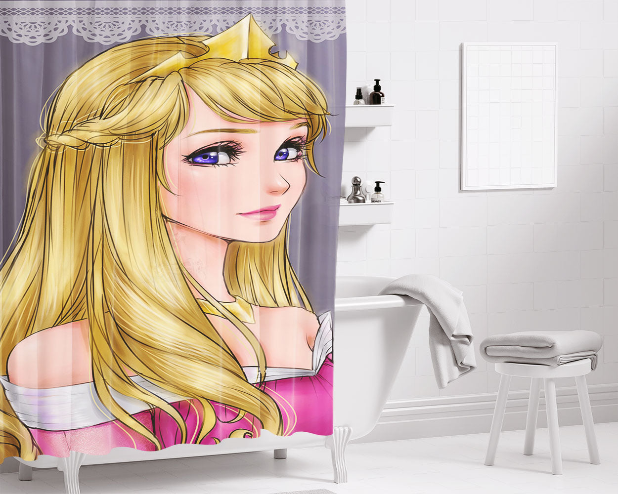Princes Aurora Bathroom Shower Curtain Fabric Waterproof | 66 X 72 Inch
