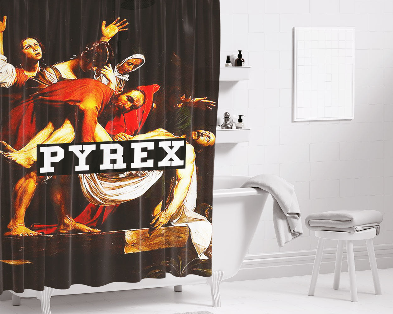 Pyrex Caravaggio The Entombment Of Christ Bathroom Shower Curtain Fabric Waterproof | 66 X 72 Inch