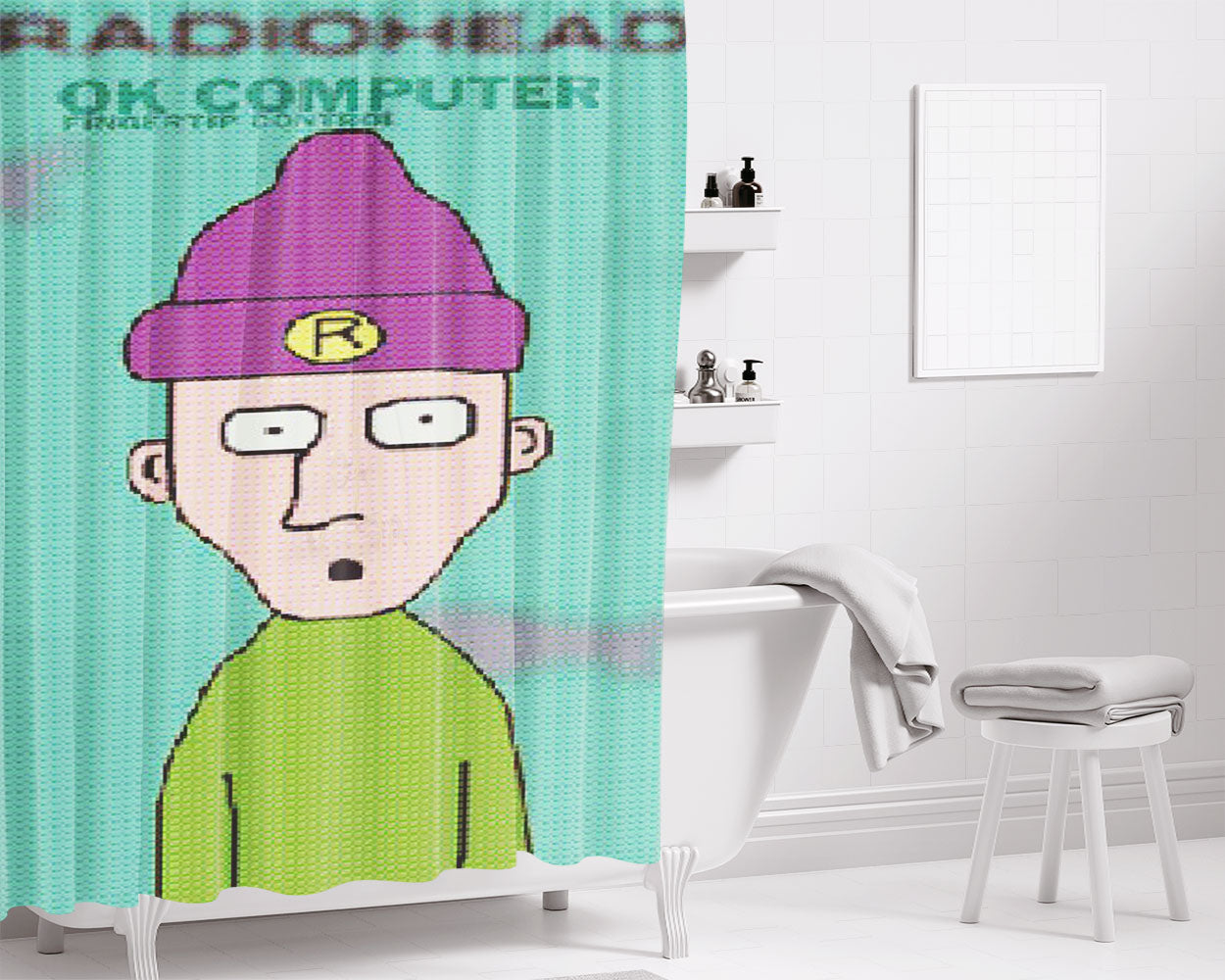 Radio Head Ok Computer Tosca Bathroom Shower Curtain Fabric Waterproof | 66 X 72 Inch