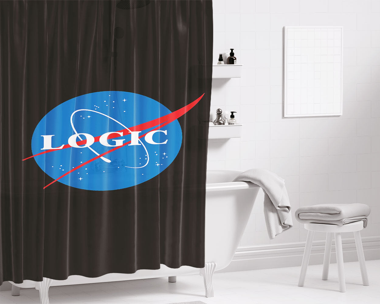 Rapper Logic Nasa Custom Logo Bathroom Shower Curtain Fabric Waterproof | 66 X 72 Inch