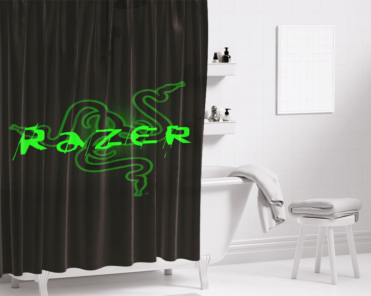 Razer Bathroom Shower Curtain Fabric Waterproof | 66 X 72 Inch