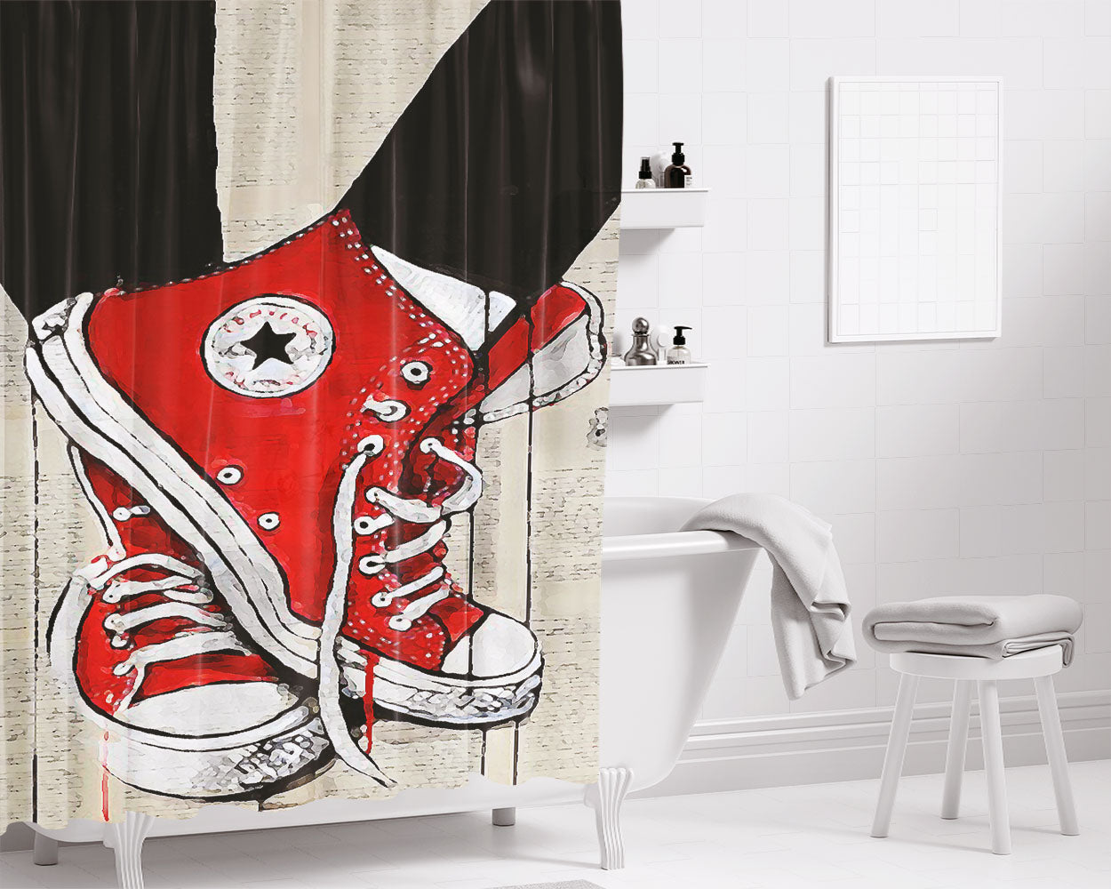 Red Cigarette Poster I Kill You Short Bathroom Shower Curtain Fabric Waterproof | 66 X 72 Inch
