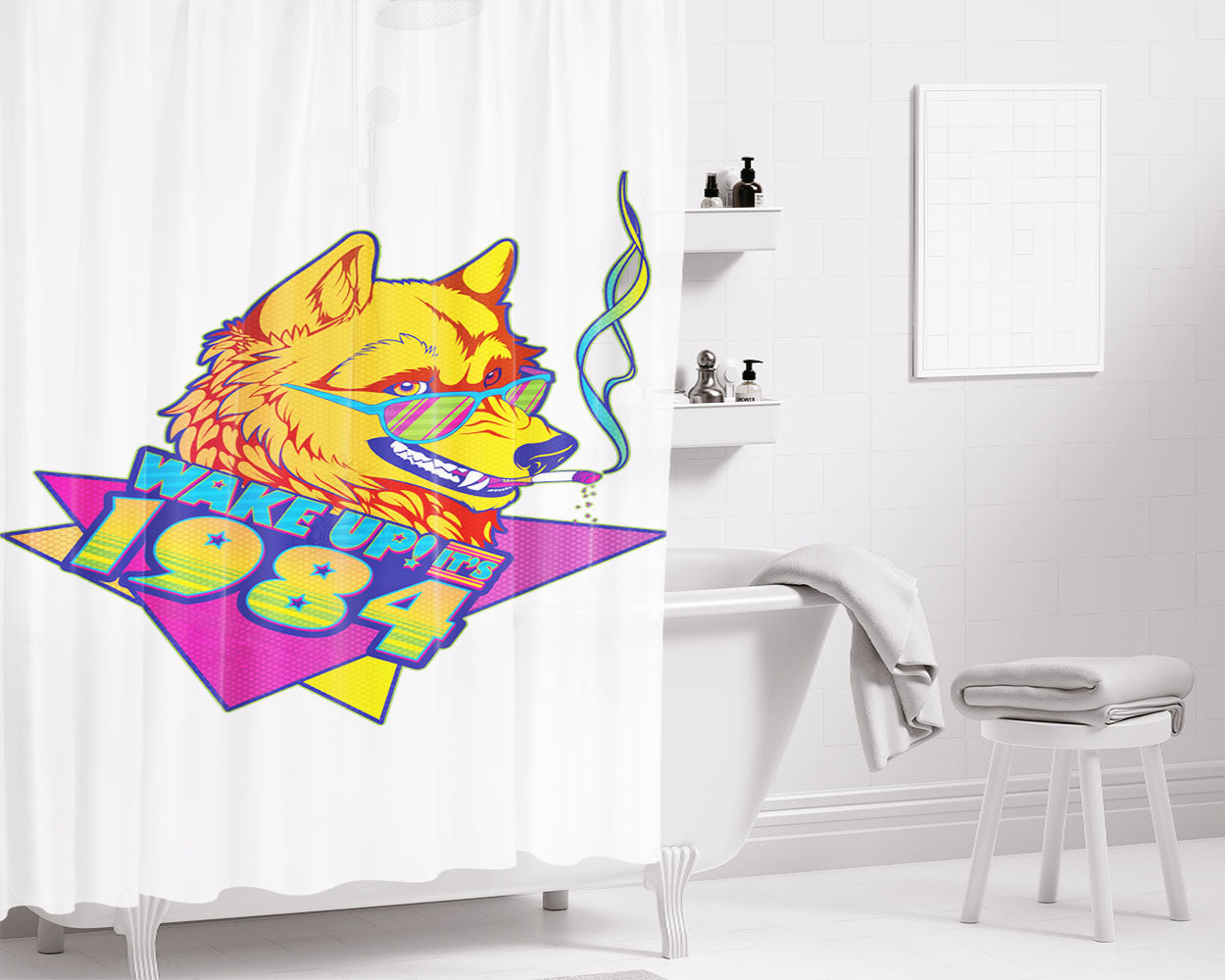 Retro Pattern Stock Bathroom Shower Curtain Fabric Waterproof | 66 X 72 Inch