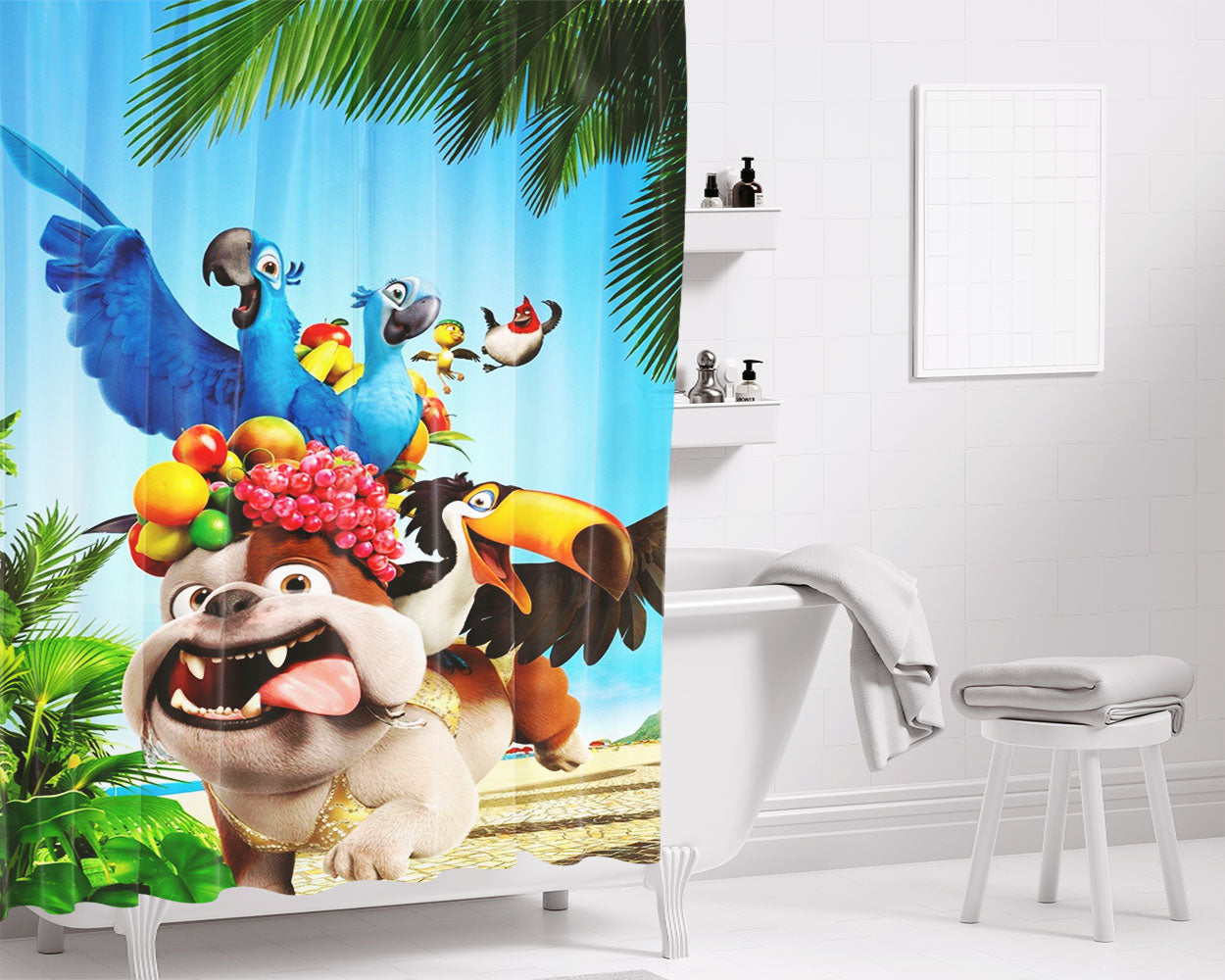 Rio The Movie Beach Bathroom Shower Curtain Fabric Waterproof | 66 X 72 Inch