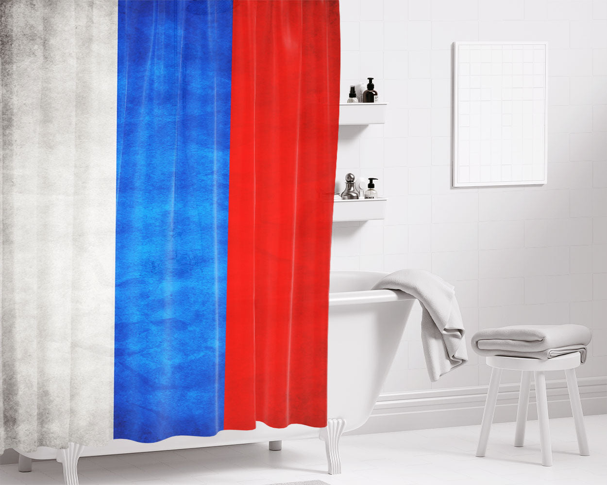 Russian Flag Bathroom Shower Curtain Fabric Waterproof | 66 X 72 Inch