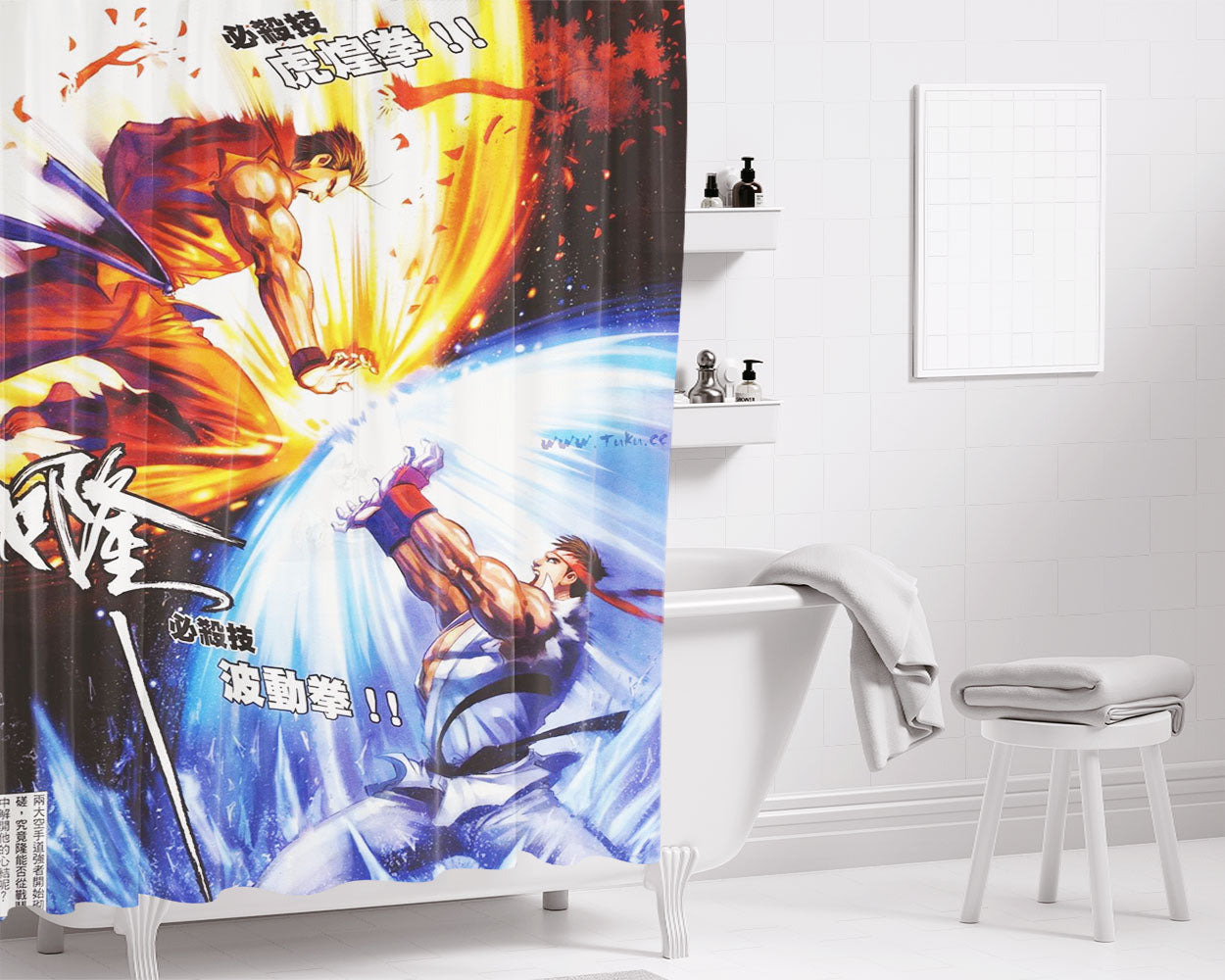 Ryu Vs Ryo Sakazaki Bathroom Shower Curtain Fabric Waterproof | 66 X 72 Inch