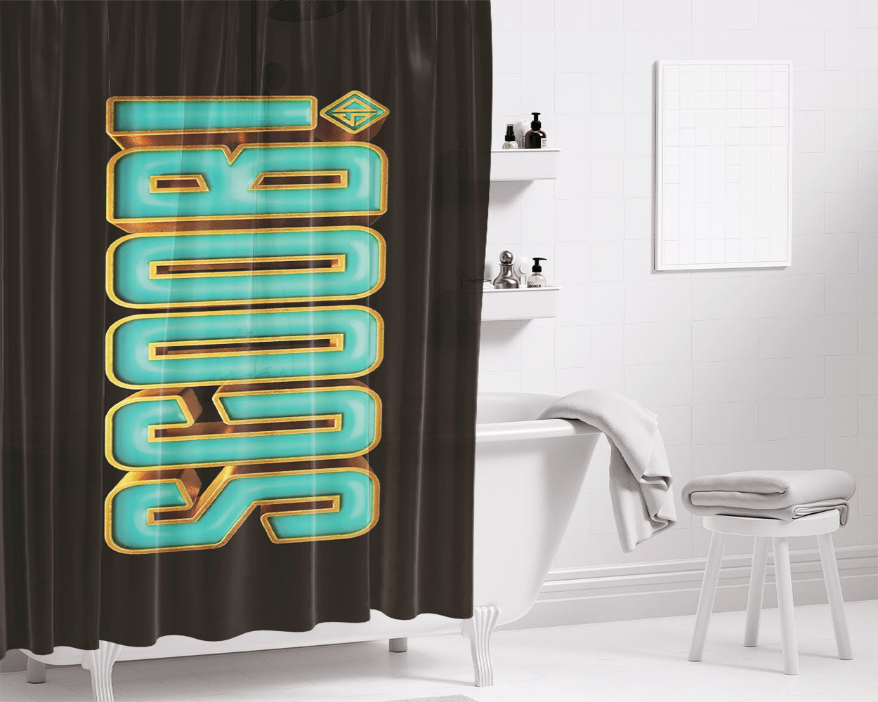 Scoob 2020 Movie Font Black Wallpaper Bathroom Shower Curtain Fabric Waterproof | 66 X 72 Inch