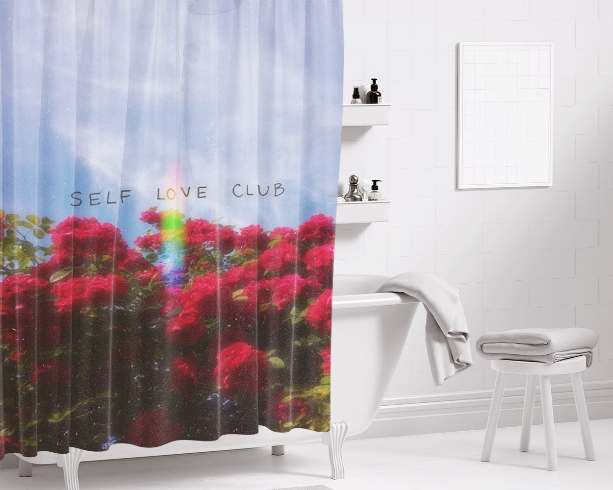 Self Love Club August Bathroom Shower Curtain Fabric Waterproof | 66 X 72 Inch
