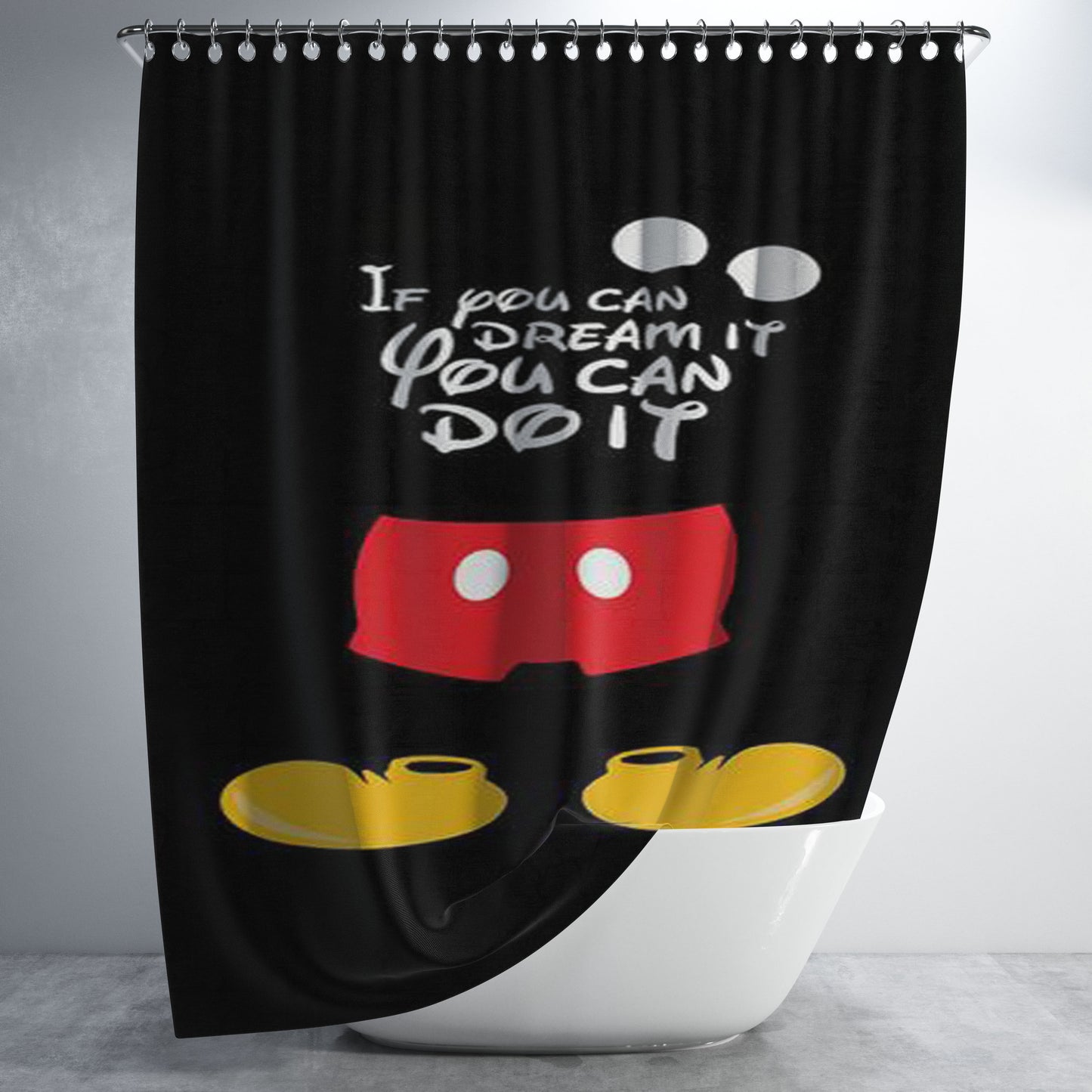 If You Can Dream It You Can Do It Mickey Mouse Bathroom Shower Curtain Fabric Waterproof | 66 X 72 Inch