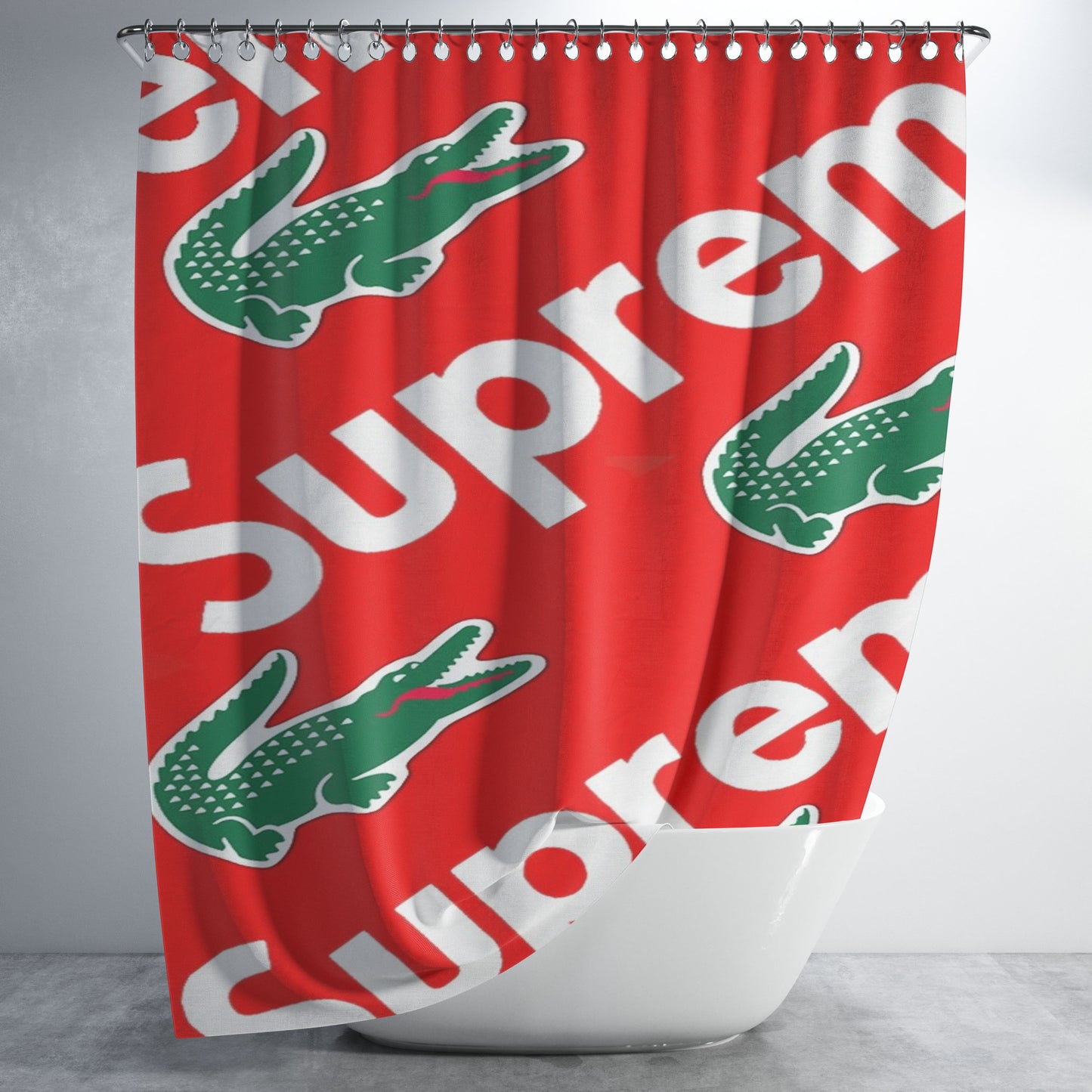 Supreme X Lacoste Bathroom Shower Curtain Fabric Waterproof | 66 X 72 Inch