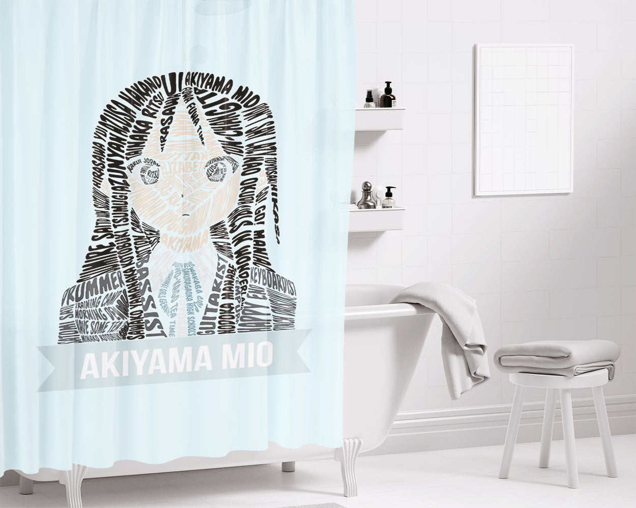 Akiyama Mio K-On Bathroom Shower Curtain Fabric Waterproof | 66 X 72 Inch