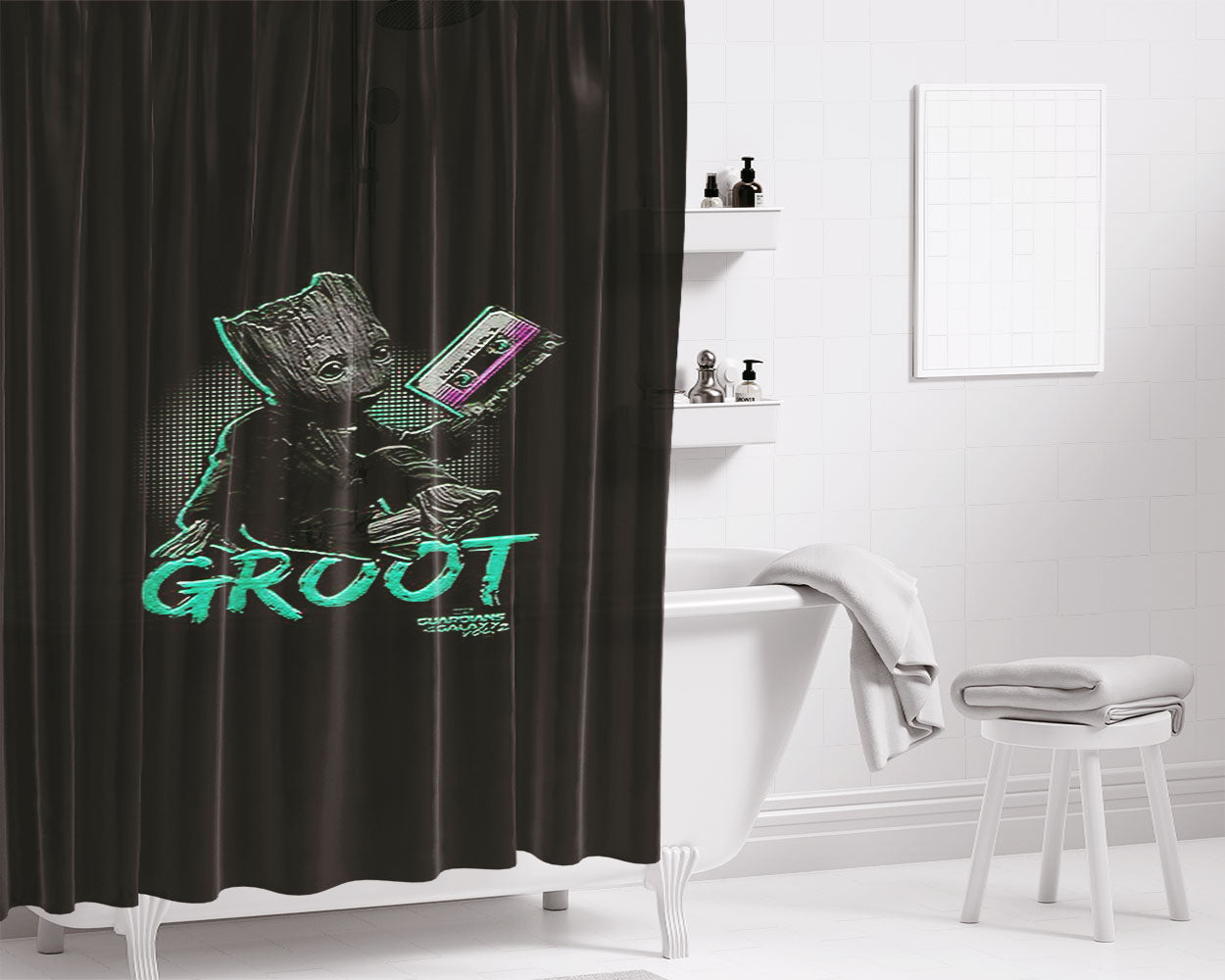 Groot Guardians Galaxy Bathroom Shower Curtain Fabric Waterproof | 66 X 72 Inch