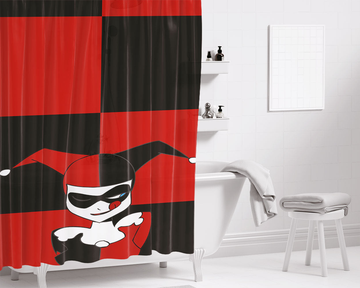 Harley Queen Minimalist Bathroom Shower Curtain Fabric Waterproof | 66 X 72 Inch