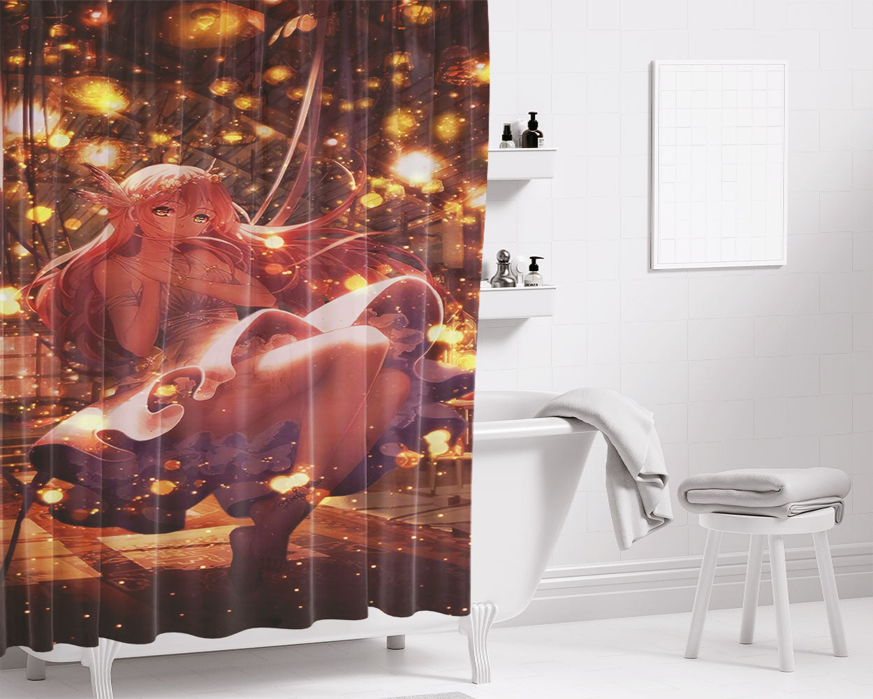 Hikari Bathroom Shower Curtain Fabric Waterproof | 66 X 72 Inch
