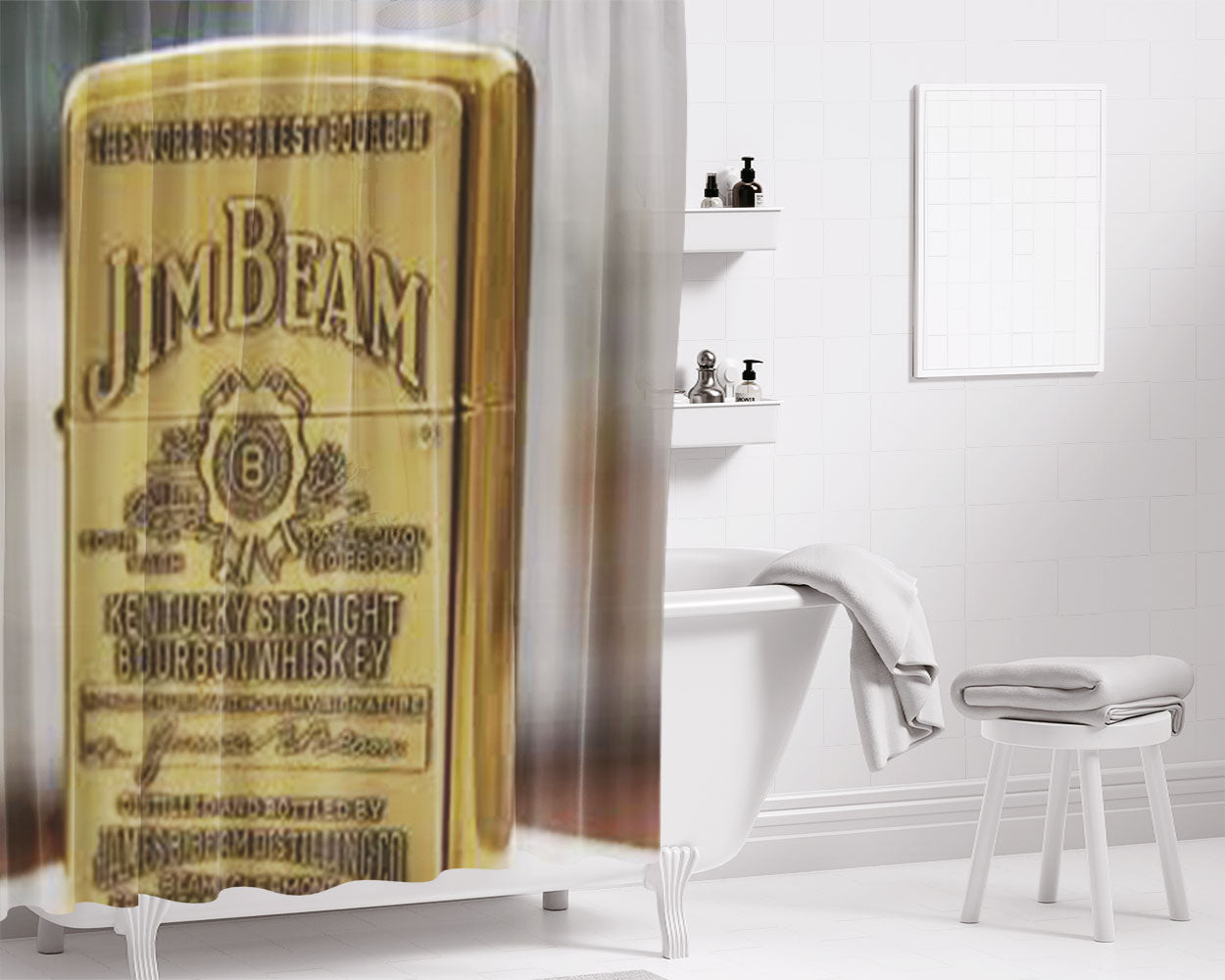 Jim Beam Bathroom Shower Curtain Fabric Waterproof | 66 X 72 Inch